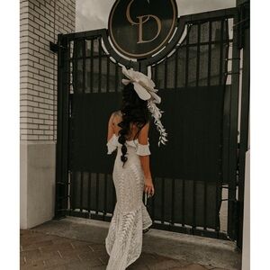 Elegant White Derby hat/ Kentucky Derby